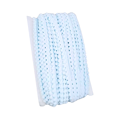 Fita Mini Pompom 10mm | 1 Metro Cor: Azul Bebê