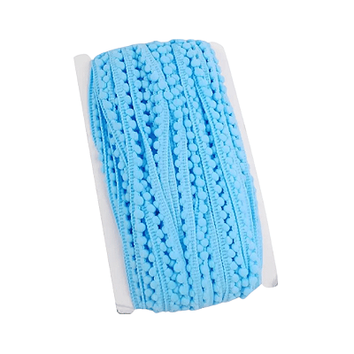Fita Mini Pompom 10mm | 1 Metro Cor: Azul Turquesa