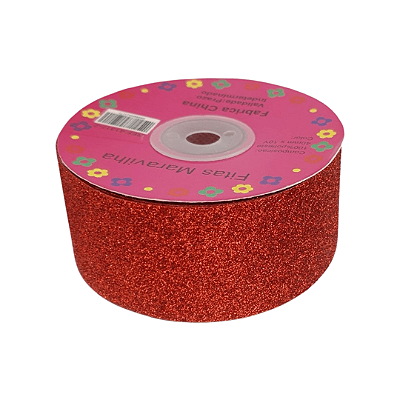 Fita Lonita com Glitter Fino 40mm | 1 Metro | Vermelho