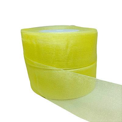 Fita Organza / Voal Nº9 38mm | 5 Metros | Cor: Amarelo Bebê