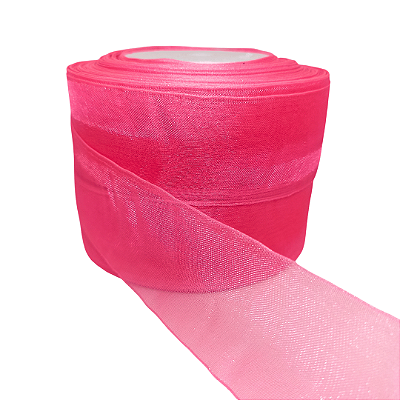 Fita Organza / Voal Nº9 38mm | 5 Metros | Cor: Rosa