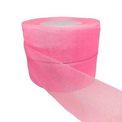 Fita Organza / Voal Nº9 38mm | 5 Metros | Cor: Rosa Bebê