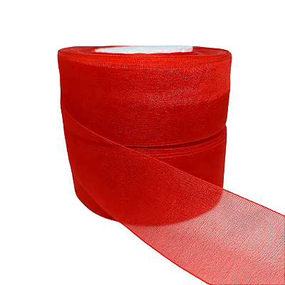 Fita Organza / Voal Nº9 38mm | 5 Metros | Cor: Vermelho