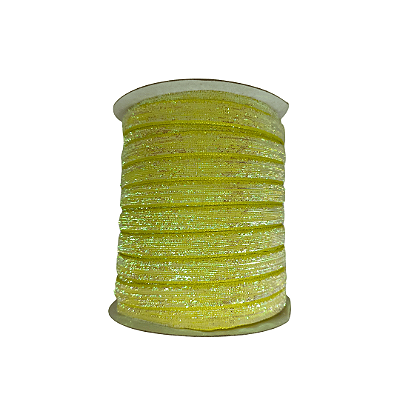 Fita Veludo Glitter Lurex Esponjada Yama | 10mm | 2 Metros | Cor: Amarelo Candy