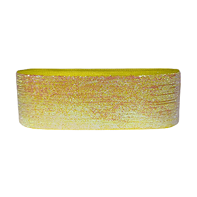 Fita Veludo Glitter Lurex Esponjada Yama | 38mm | 2 Metros | Cor: Amarelo Candy