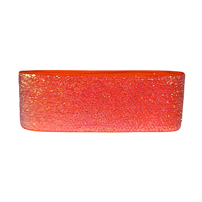 Fita Veludo Glitter Lurex Esponjada Yama | 38mm | 2 Metros | Cor: Laranja Candy