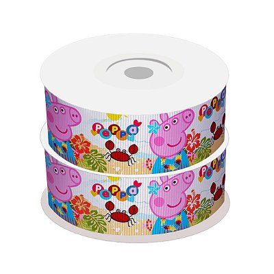 Fita de Gorgurão Estampada Peppa | 38mm | 2 Metros