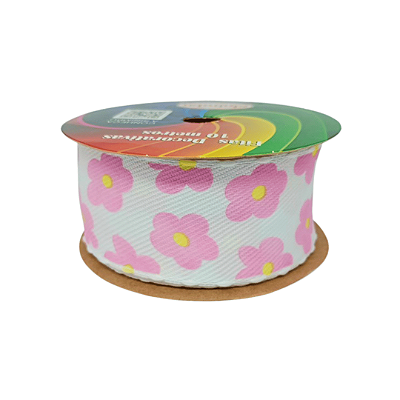Fita Pesponto Sinimbu Pompom Flores | 38mm | 10 Metros | Cor: Rosa Candy