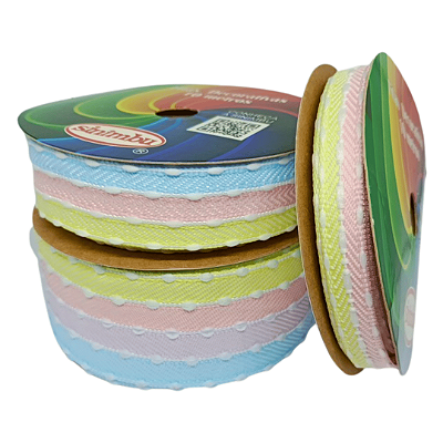 Fita Pespontada Sinimbu com Pompom | 10 Metros | Cor: Candy
