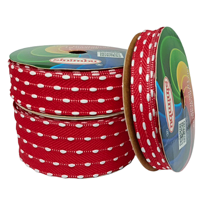 Fita Pespontada Sinimbu com Pompom | 10 Metros | Cor: Vermelho
