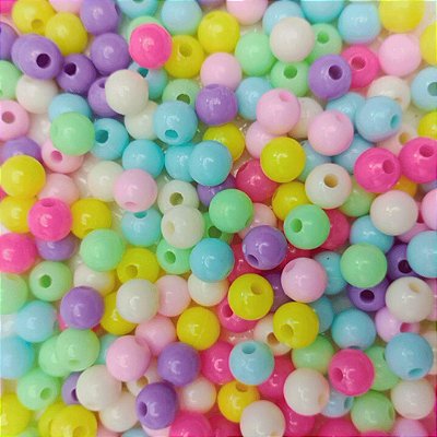 Miçangas Bola Plastica 8mm Pacote com 50g