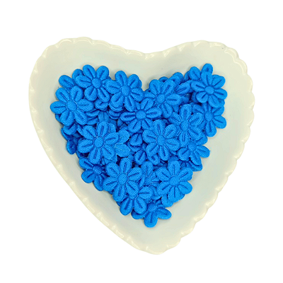 Flor de Tecido Prensada 6 pétalas 2cm x 2cm Pacote com 100 unidades | Azul Turquesa