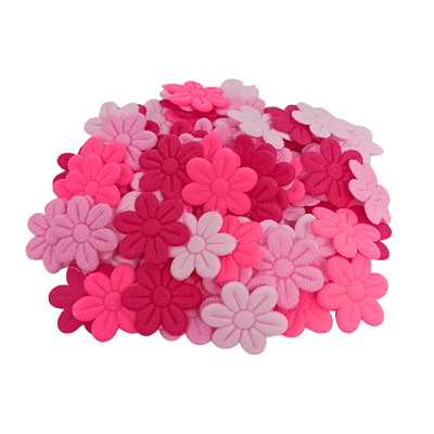 Flor de Tecido Prensada 6 pétalas 2cm x 2cm Pacote com 100 unidades | Kit Rosa