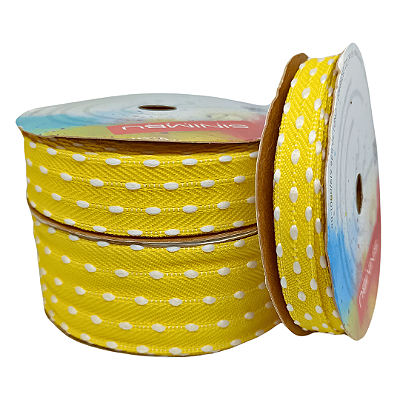 Fita Pespontada Sinimbu com Pompom | 10 Metros | Cor: Amarelo