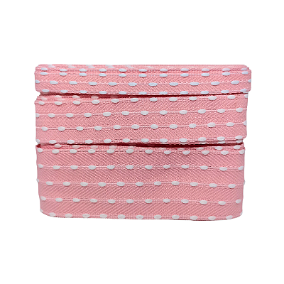 Kit Fita Pespontada Sinimbu com Pompom REF 1937 | 2 Metros de Cada Tamanho | Nº2 Nº5 Nº9 - Cor: Rosa