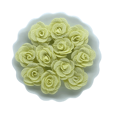 Flor de Tecido 3cm | 3 Unidades | Cor: Amarelo Bebê