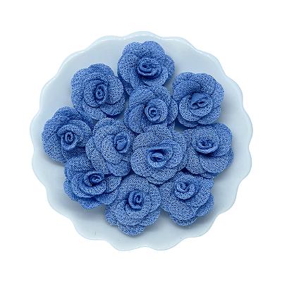 Flor de Tecido 3cm | 3 Unidades | Cor: Azul Bebê
