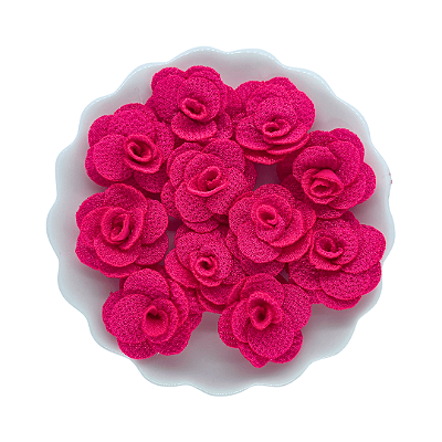 Flor de Tecido 3cm | 3 Unidades | Cor: Rosa