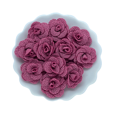 Flor de Tecido 3cm | 3 Unidades | Cor: Rosa Seco