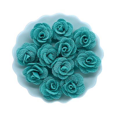 Flor de Tecido 3cm | 3 Unidades | Cor: Verde Água