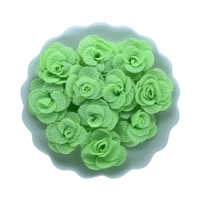 Flor de Tecido 3cm | 3 Unidades | Cor: Verde Bebê