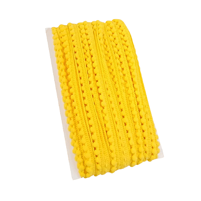 Fita Mini Pompom 10mm | 1 Metro Cor: Amarelo Gema