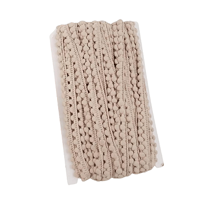 Fita Mini Pompom 10mm | 1 Metro Cor: Bege