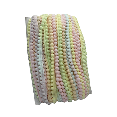 Fita Mini Pompom 10mm | 1 Metro Cor: Multicolorido Tons Pastéis 1