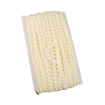 Fita Mini Pompom 10mm | 1 Metro Cor: Off White