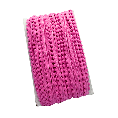 Fita Mini Pompom 10mm | 1 Metro Cor: Rosa Chiclete