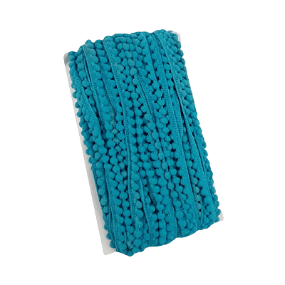 Fita Mini Pompom 10mm | 1 Metro Cor: Turquesa Escuro