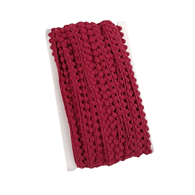 Fita Mini Pompom 10mm | 1 Metro Cor: Vinho