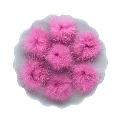 Pompom de Pelúcia Achatado 2,5cm | Cor: 155 Geranium Pink