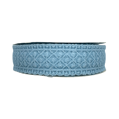 Fita de Renda Bordada 38mm | 1 Metro | Cor: Azul