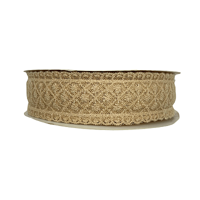 Fita de Renda Bordada 38mm | 1 Metro | Cor: Bege