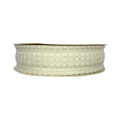 Fita de Renda Bordada 38mm | 1 Metro | Cor: Off White