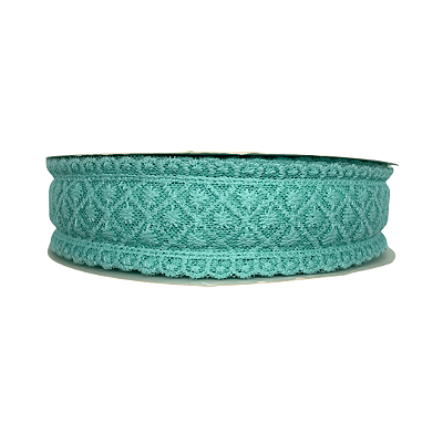 Fita de Renda Bordada 38mm | 1 Metro | Cor: Verde