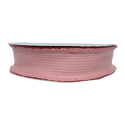 Fita Linha 3D com Borda Franzida 38mm | 1 Metro | Cor: Rosa Bebê