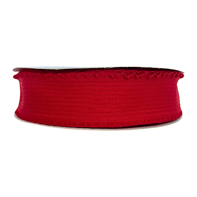 Fita Linha 3D com Borda Franzida 38mm | 1 Metro | Cor: Vermelho