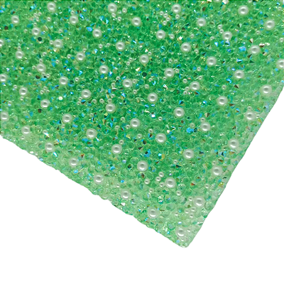 Manta de Strass com Pérola 1cm x 40cm | Cor: Verde