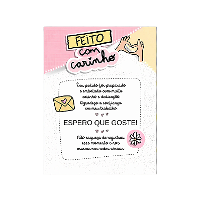 Cartão de Agradecimento 7,5 x 10,5cm | Unidade | Modelo B03