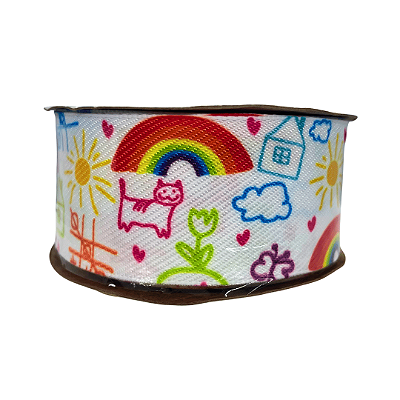 Fita Sinimbu Jeans Escolar Estampada Desenhos 2 Volta às Aulas Nº9 | 38mm | 10 Metros