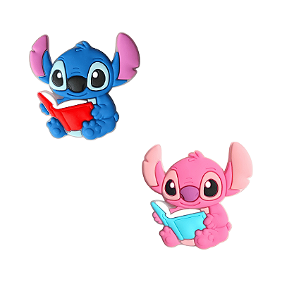 Aplique Emborrachado Escolar Stitch ou Angel com Livro