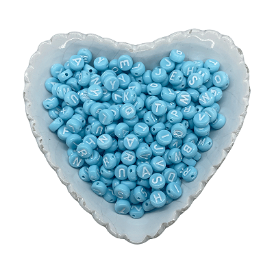 Miçanga Azul Com Letra Branca 50g