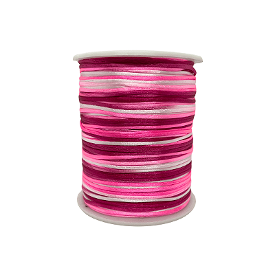 Fio de Seda | Rabo de Rato | Cordão de Cetim 1mm | 5 Metros | Cor: Multicolorido Rosa