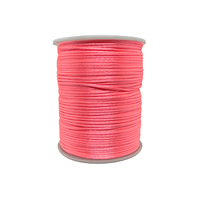 Fio de Seda | Rabo de Rato | Cordão de Cetim 1mm | 5 Metros | Cor: Rosa Fluor