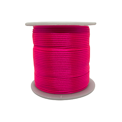 Fio de Seda | Rabo de Rato | Cordão de Cetim 1mm | 5 Metros | Cor: Rosa Neon