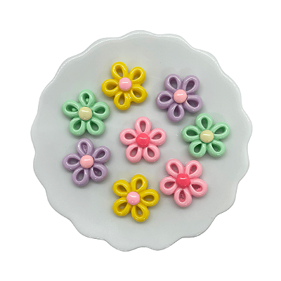 Aplique de Resina Flor Vazada Sortidas 23mm x 23mm | 5 Unidades