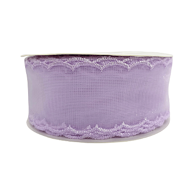 Fita Organza Voal Com Borda de Nuvem 38mm | 1 Metro Cor: Lilás
