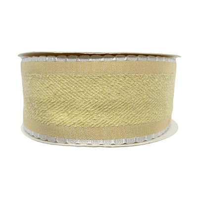 Fita Atoalhada Com Borda Trabalhada Babadinho 38mm | Metro | Cor: Amarelo